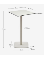 STAND mesa alta 97 cm con tapa de hpl blanco 60x60 cm y base de metal pintado de blanco para externo