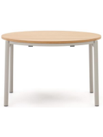 MIAMI table Ø 120 cm extendable 200 cm oak veneered top and gray steel legs