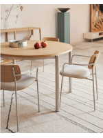 MIAMI table Ø 120 cm extendable 200 cm oak veneered top and gray steel legs