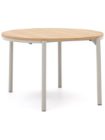 MIAMI table Ø 120 cm extendable 200 cm oak veneered top and gray steel legs