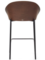 OWENS tabouret assise h 65 cm plaqué frêne finition wengé en tissu marron clair et structure en métal noir