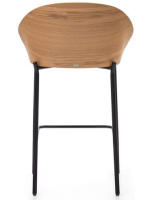 LEOPOLDO stool seat h 65 cm veneered ash natural finish in light gray fabric and black metal structure