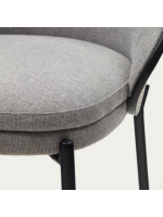 CHASSE stool seat h 65 cm in dark finish ash veneer in gray fabric and black metal frame