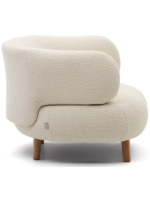 DORIN fauteuil design en tissu bouclé écru et pieds en bois