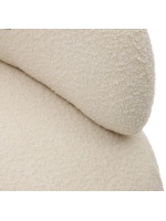 DORIN fauteuil design en tissu bouclé écru et pieds en bois