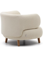 DORIN fauteuil design en tissu bouclé écru et pieds en bois
