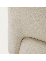 DORIN fauteuil design en tissu bouclé écru et pieds en bois