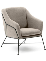 DEKA fauteuil en tissu beige et structure en métal noir