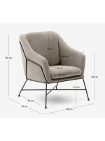 DEKA fauteuil en tissu beige et structure en métal noir