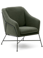 TULIPANO fauteuil en tissu vert et structure en métal noir