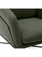 TULIPANO fauteuil en tissu vert et structure en métal noir