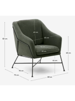 TULIPANO fauteuil en tissu vert et structure en métal noir