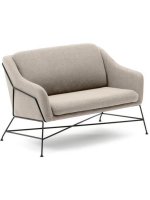 FEAL 2-Sitzer-Sofa aus beigem Stoff und schwarzer Metallstruktur