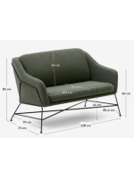 MEME 2 seater sofa in green fabric and black metal structure