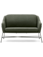 MEME 2 seater sofa in green fabric and black metal structure