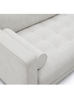 ASTRA 3 seater sofa and footrest in pearl-coloured stain-resistant and water-repellent chenille tufted seat