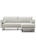 ASTRA 3 seater sofa and footrest in pearl-coloured stain-resistant and water-repellent chenille tufted seat