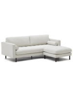 ASTRA 3 seater sofa and footrest in pearl-coloured stain-resistant and water-repellent chenille tufted seat