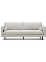 MORGAN 3 seater sofa in pearl-coloured stain-resistant and water-repellent chenille tufted seat