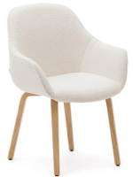 GIORGIA chair with shearling armrests of your choice of color and solid ash wood legs with natural finish