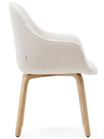 GIORGIA chair with shearling armrests of your choice of color and solid ash wood legs with natural finish