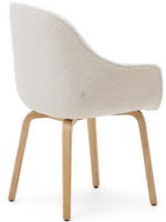 GIORGIA chair with shearling armrests of your choice of color and solid ash wood legs with natural finish