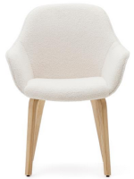 GIORGIA chair with shearling armrests of your choice of color and solid ash wood legs with natural finish