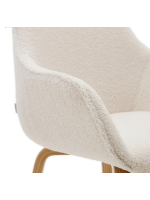 GIORGIA chair with shearling armrests of your choice of color and solid ash wood legs with natural finish