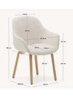 GIORGIA chair with shearling armrests of your choice of color and solid ash wood legs with natural finish