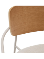 AVERIX stackable chair with armrests in natural oak veneer and beige metal legs