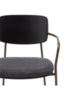 BANTY stackable chair with armrests in dark finish ash veneer and brass painted metal