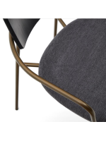 BANTY stackable chair with armrests in dark finish ash veneer and brass painted metal