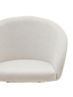 ENERGY swivel chair with armrests in beige chenille fabric and legs in solid natural beech