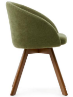 TYPE Swivel chair with armrests in chenille fabric choice of color and legs in solid beech walnut finish