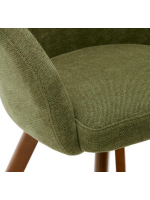 TYPE Swivel chair with armrests in chenille fabric choice of color and legs in solid beech walnut finish