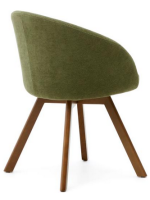 TYPE Swivel chair with armrests in chenille fabric choice of color and legs in solid beech walnut finish