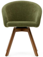 TYPE Swivel chair with armrests in chenille fabric choice of color and legs in solid beech walnut finish