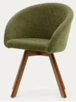 TYPE Swivel chair with armrests in chenille fabric choice of color and legs in solid beech walnut finish