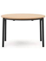 CONSTANT table Ø 120 cm extendable 200 cm oak veneered top and black steel legs