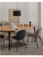 CONSTANT table Ø 120 cm extensible 200 cm plateau plaqué chêne et pieds acier noir