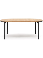 CONSTANT table Ø 120 cm extendable 200 cm oak veneered top and black steel legs