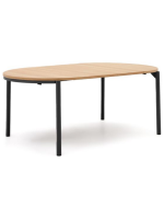 CONSTANT table Ø 120 cm extendable 200 cm oak veneered top and black steel legs