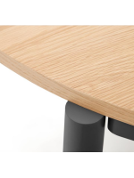 CONSTANT table Ø 120 cm extendable 200 cm oak veneered top and black steel legs