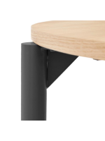 CONSTANT table Ø 120 cm extendable 200 cm oak veneered top and black steel legs