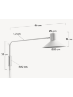 BENTON wall lamp applique with arm and lampshade in white metal and gold detail modern design