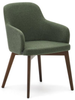 GARDENIA choice of color in chenille and legs in solid beech wood with walnut finish chair with armrests design armchair