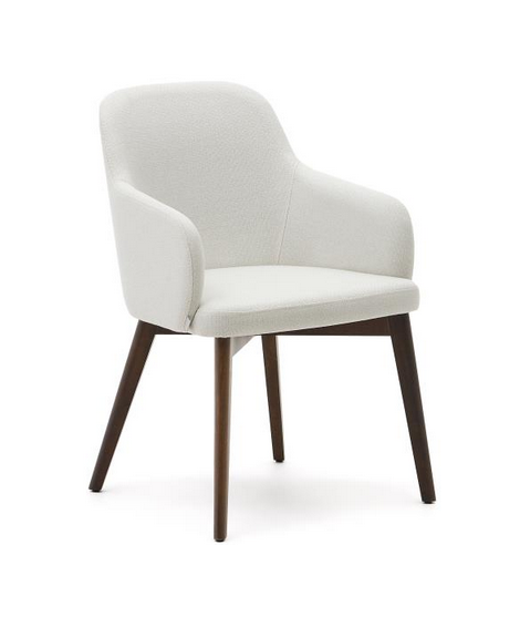 GARDENIA scelta colore in ciniglia e gambe in legno massello di faggio finitura noce sedia con braccioli poltroncina design