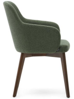 GARDENIA choice of color in chenille and legs in solid beech wood with walnut finish chair with armrests design armchair