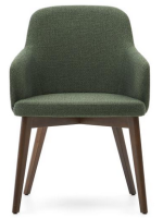 GARDENIA choice of color in chenille and legs in solid beech wood with walnut finish chair with armrests design armchair