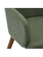 GARDENIA choix de couleur en chenille et pieds en bois de hêtre massif finition noyer chaise avec accoudoirs fauteuil design